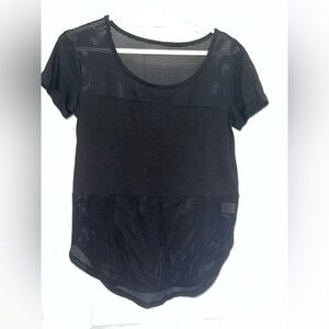 Women Black Mesh active tee  Sleeve Top